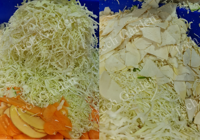 Hình ảnh: rau, củ, quả sau khi thái