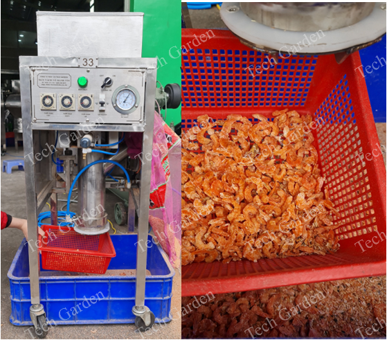 Shrimp peeling clearance machine