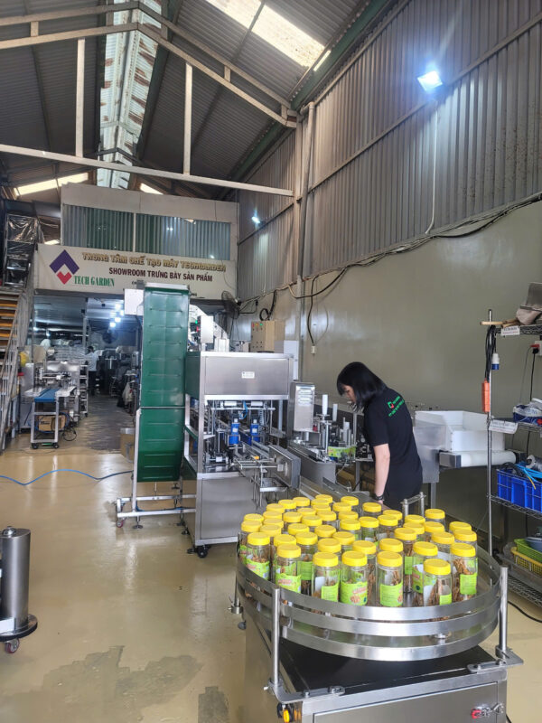 Dried Rimmed Fish Packaging Line - Jar Feeding, Sealing, Capping, Labeling